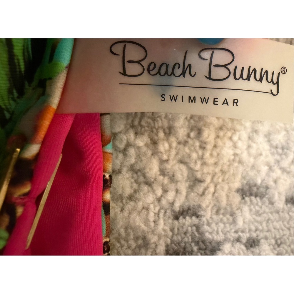 Beach Bunny Reversible Tropical Floral Leopard Lace Bikini Bottoms Pink L - Picture 3 of 5